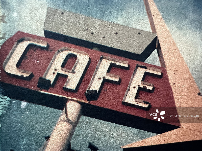 咖啡馆标牌拍立得转移图片素材