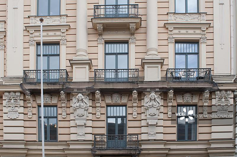 拉脱维亚里加的新艺术运动建筑图片素材