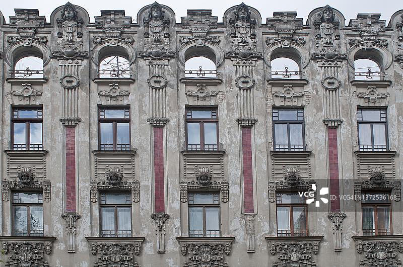 拉脱维亚里加的新艺术运动建筑图片素材