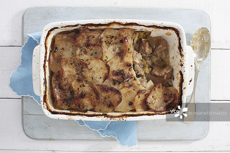 韭葱烤羊肉（俯视）图片素材