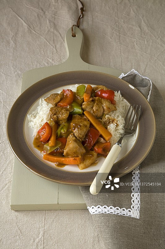 糖醋里脊配米饭图片素材