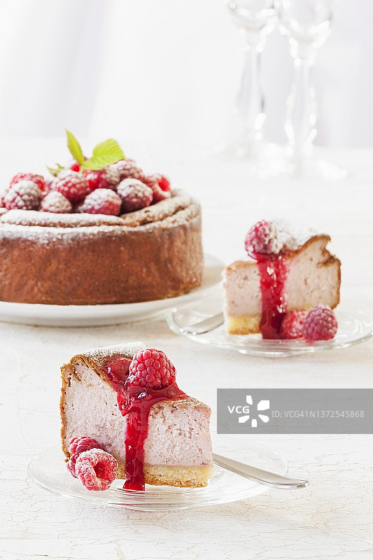 覆盆子芝士蛋糕图片素材
