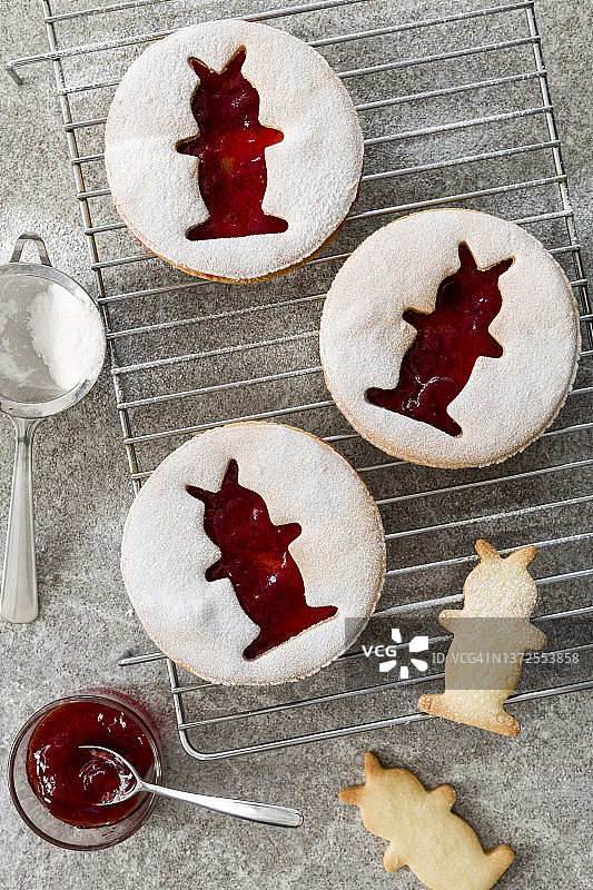 带有复活节兔子图案的果酱饼干图片素材