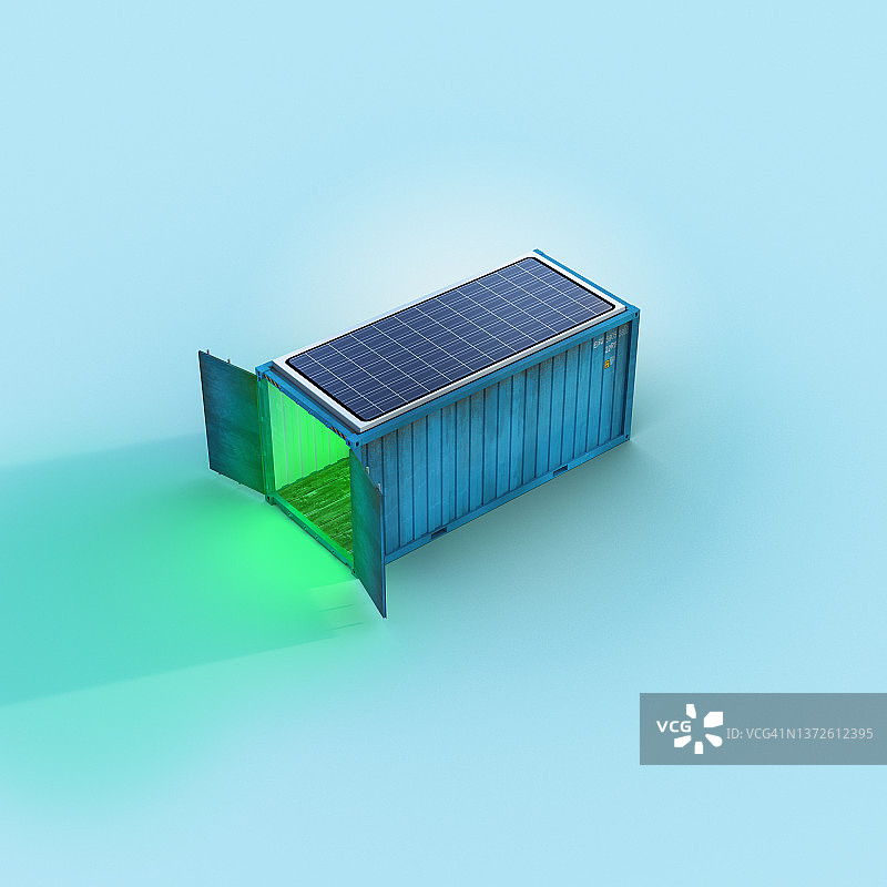带太阳能板的集装箱图片素材
