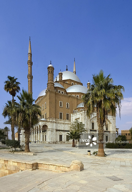 埃及开罗穆罕默德·阿里清真寺（又名雪花石膏清真寺）立面图片素材
