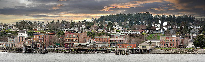 华盛顿州汤森港滨水区天际线图片素材