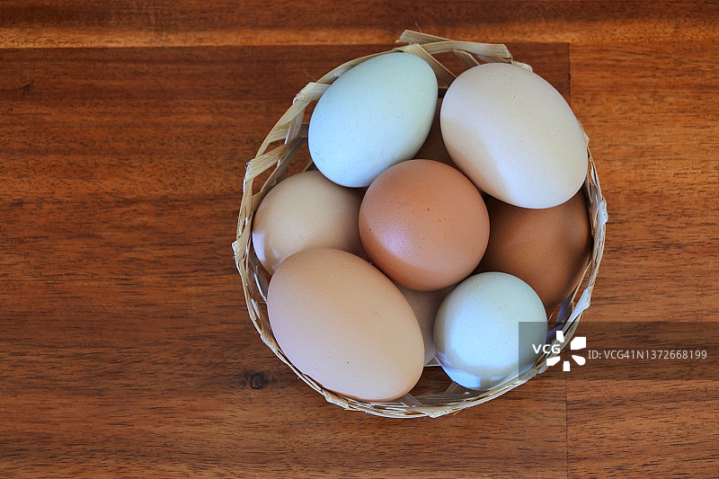 篮子里的散养鸡蛋图片素材