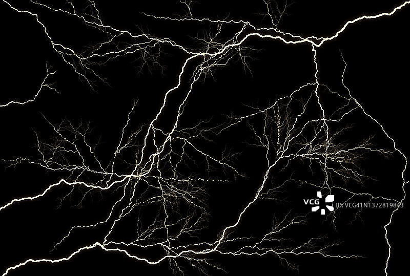 能源，黑色背景上的闪电电爆发图片素材