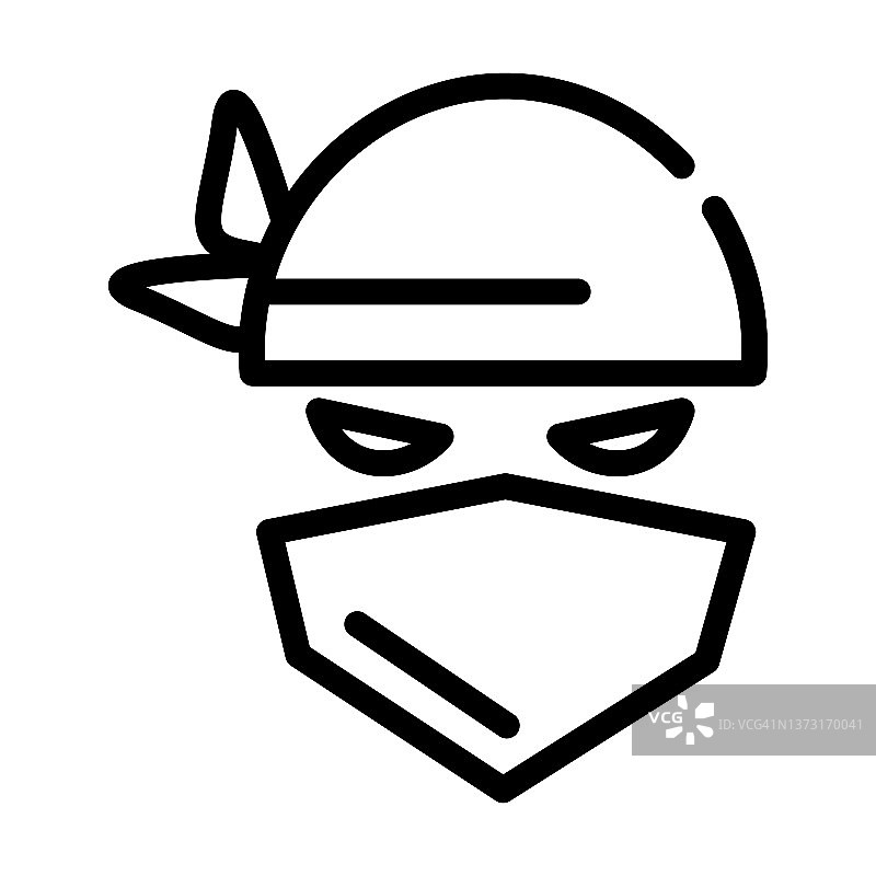忍者细线图标。来自亚洲概念的日本武士线性图标隔离轮廓符号。用于网页设计和应用程序的矢量图示元素。图片素材