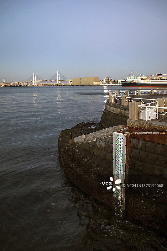 山下公园，水位计，横滨海湾大桥图片素材