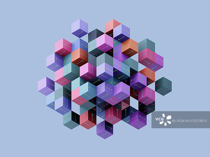 立方体上的箭头图片素材