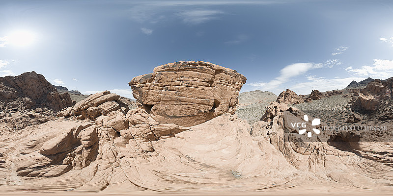 米德湖国家公园火山谷附近的红色岩石360度全景图片素材