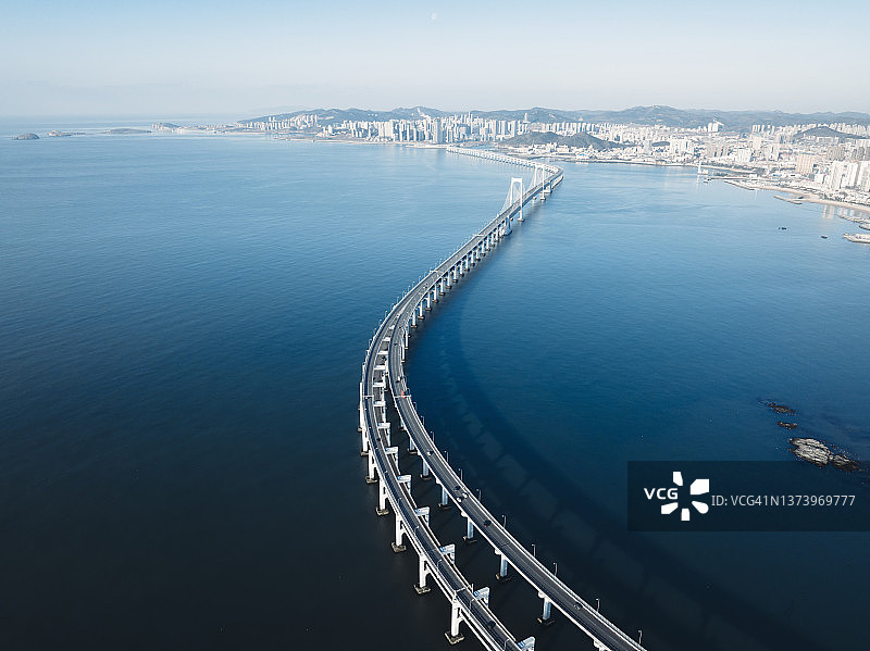 跨海大桥航拍视角图片素材