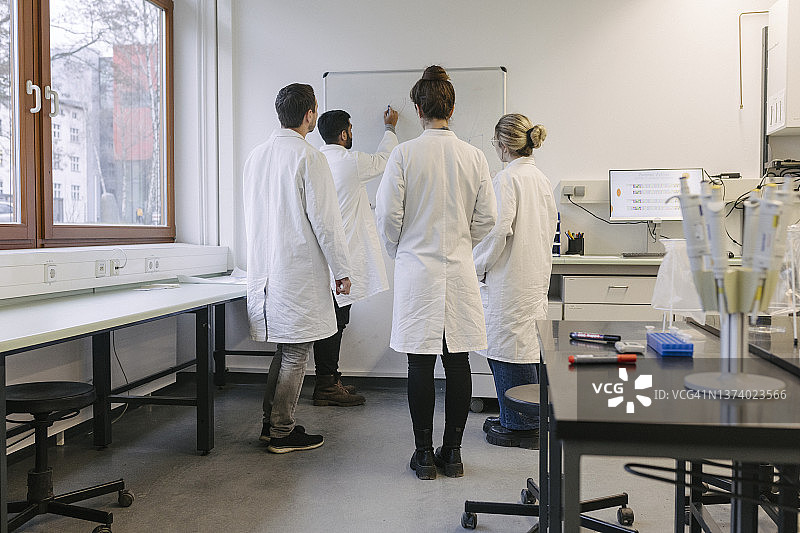 医学生在白板上讨论工作图片素材