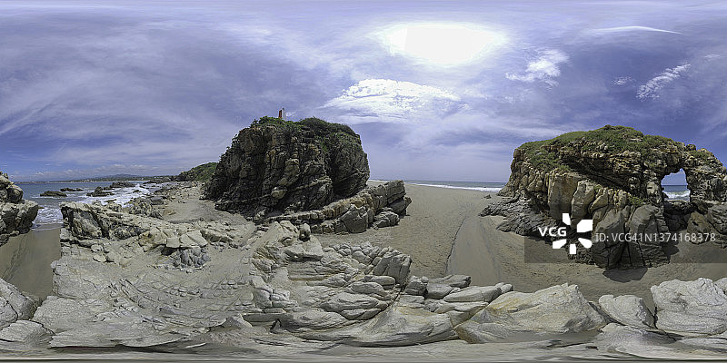 瓦哈卡蓬塔齐卡特拉的秘密海滩360度全景图片素材