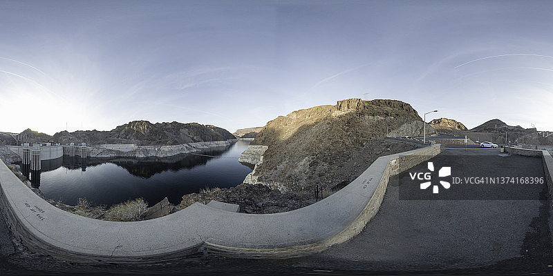 从观景台拍摄的360度视角胡佛水坝图片素材