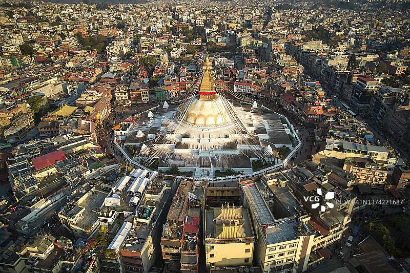 加德满都博德纳特佛塔（无人机视角）图片素材