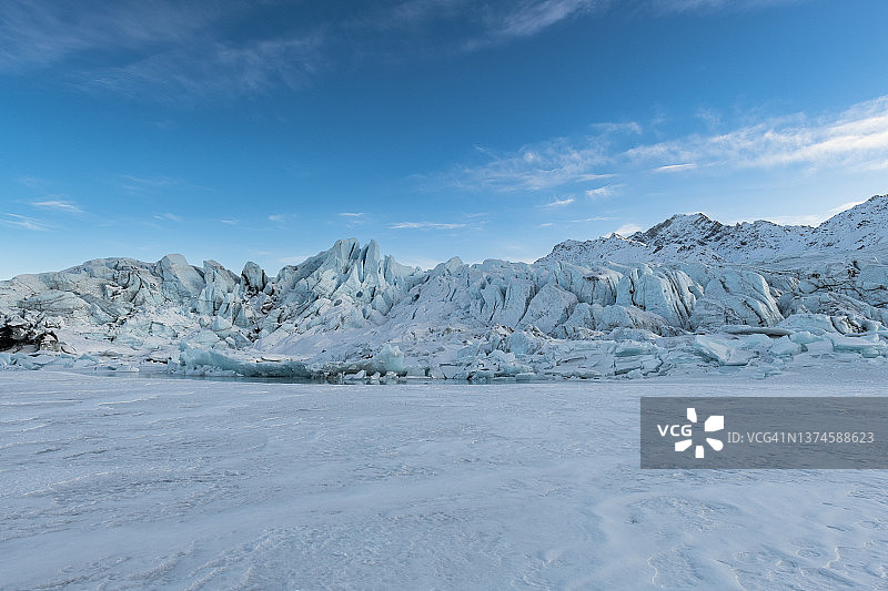 阿拉斯加马塔努斯卡冰川上的冰层图片素材