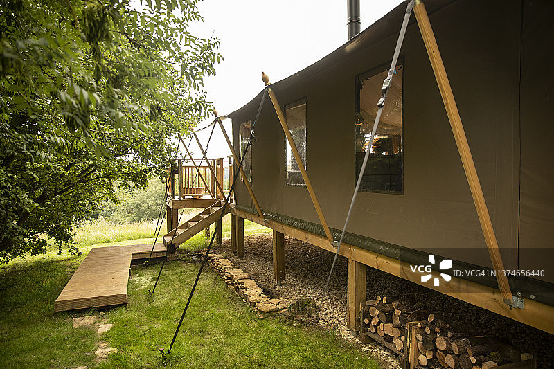 森林中的高架小屋图片素材