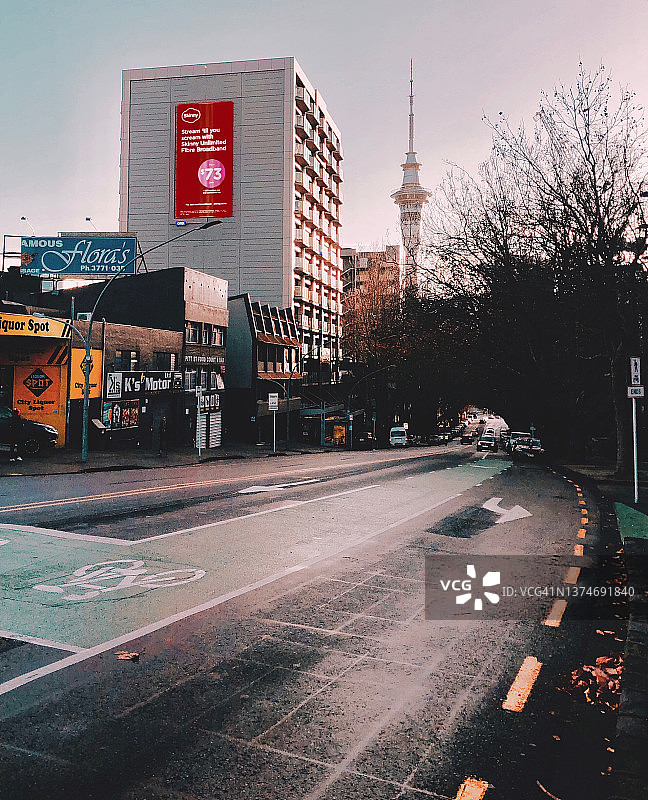 奥克兰市中心和天空塔的景色图片素材
