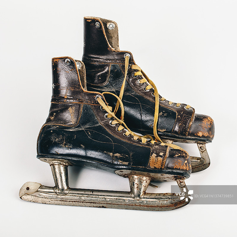 复古皮革冰鞋图片素材