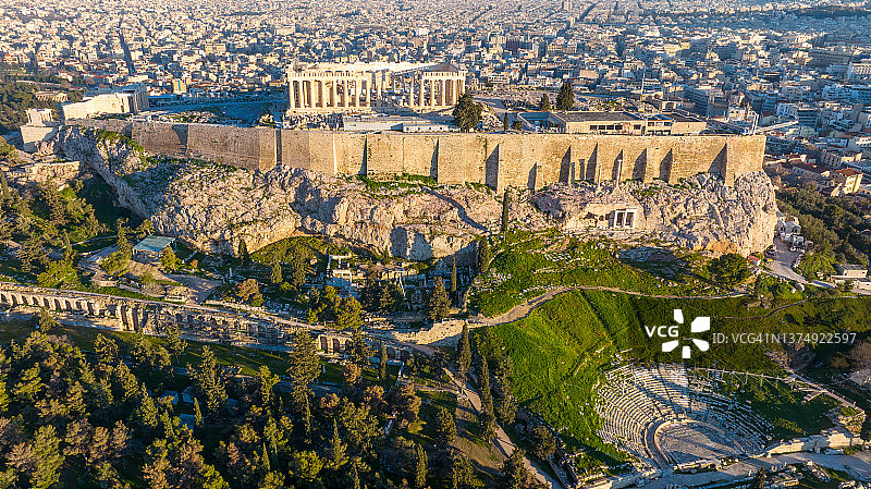 希腊雅典卫城航拍照片图片素材