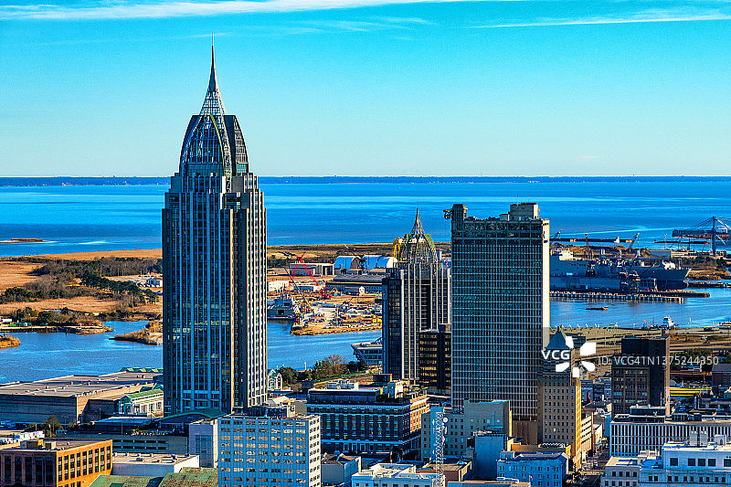 阿拉巴马州莫比尔市中心航拍图片素材