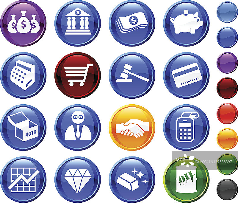 金钱与金融市场16个免版税矢量图标集图片素材
