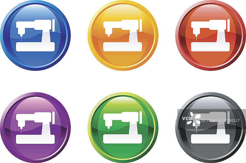 缝纫机免版税矢量图标圆形按钮图片素材