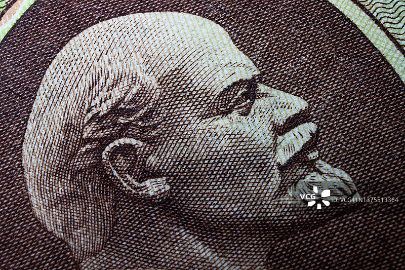 苏联卢布上的弗拉基米尔·列宁肖像图片素材