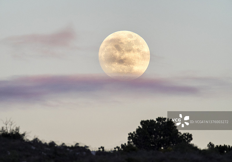 金色时段满月升起风景图片素材