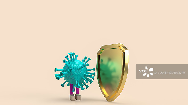 病毒与盾牌医学科幻3D渲染素材图片素材