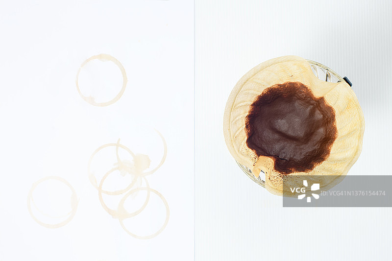 咖啡机和杯子上的污渍图片素材