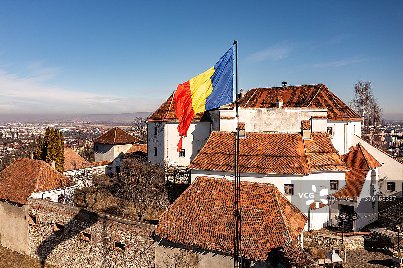 罗马尼亚斯特拉亚山堡垒的航拍景观图片素材