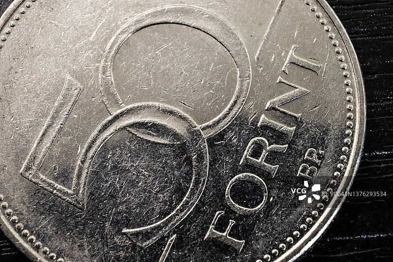 匈牙利货币：50 福林硬币图片素材