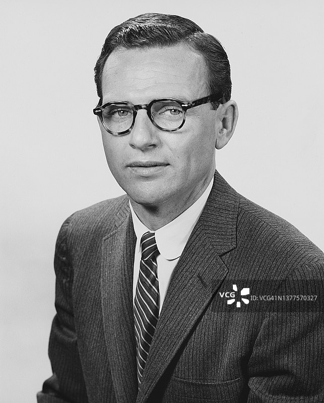 戴眼镜、领带和西装的商人图片素材