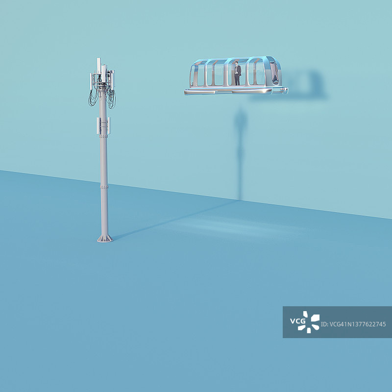 具有未来交通的5G蜂窝塔图片素材