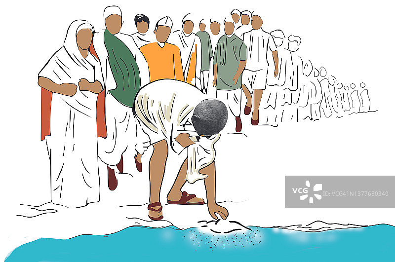 甘地拾盐图片素材