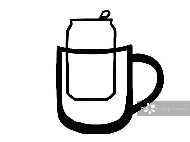 马克杯中的罐子插画图片素材