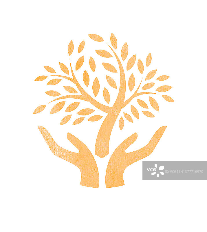 生命之树水彩画：瑜伽与阿育吠陀图片素材