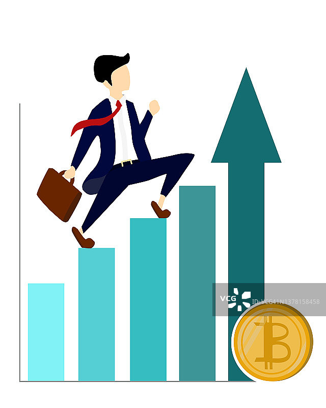 男人试图阻止图表上箭头下降的插画图片素材