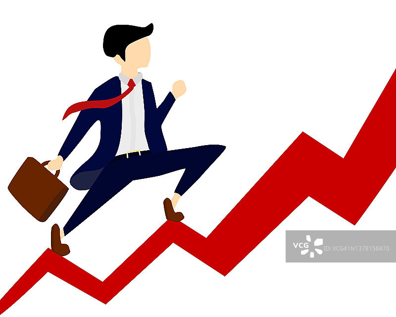 男人试图阻止图表上箭头下降的插画图片素材