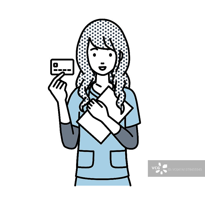 拿着信用卡和文档的护士图片素材