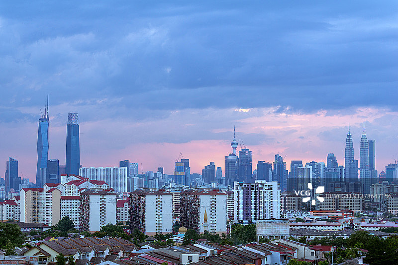 吉隆坡市中心多云的日落图片素材
