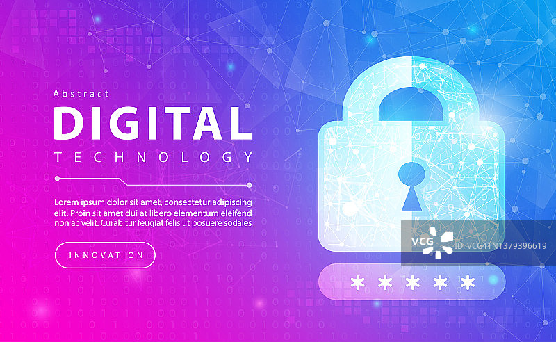 科技安全抽象背景概念，数字技术banner粉蓝色背景二进制代码，抽象技术大数据，云计算，连接到云网络，矢量图图片素材