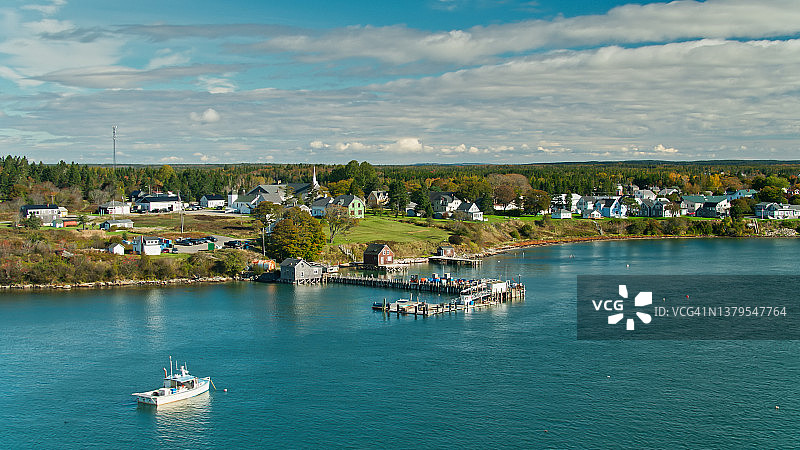 缅因州琼斯波特海滨航拍图片素材