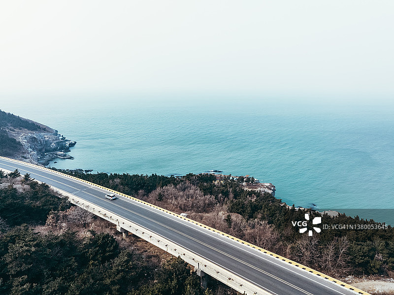 沿海公路鸟瞰图图片素材