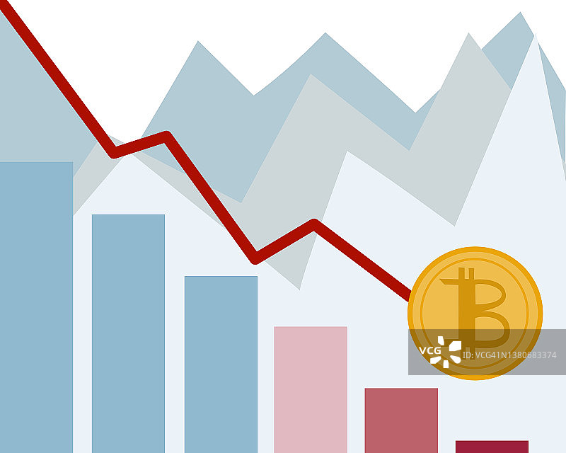 下跌的加密货币图表插画图片素材