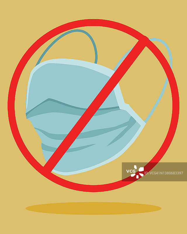 医生口罩被划掉的插图，阻止疫情传播图片素材