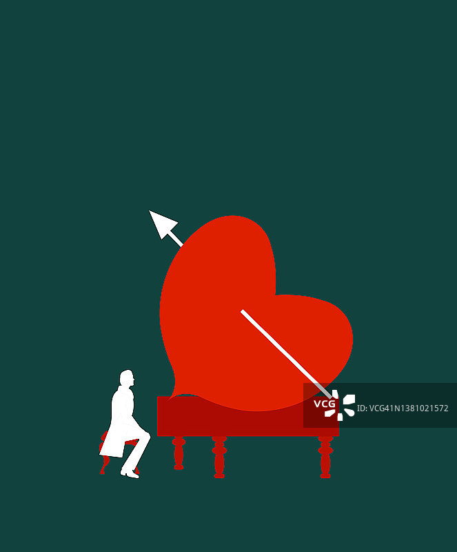 心形钢琴插画图片素材